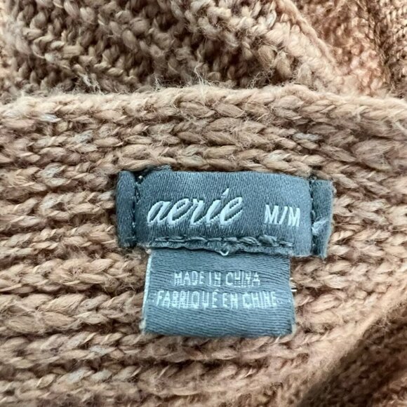 Aerie Pullover Deep V-Back Sweater Long Sleeve Knit Women's Size Medium - Picture 9 of 9